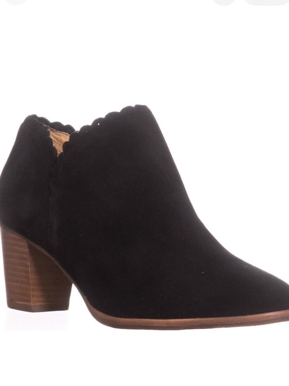 Jack Rogers Black Marianne Scalloped Suede Ankle Booties Women’s Size 8.5